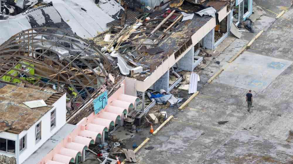 An aerial view of damage caused by Hurricane Harvey in Texas, USA (2017)