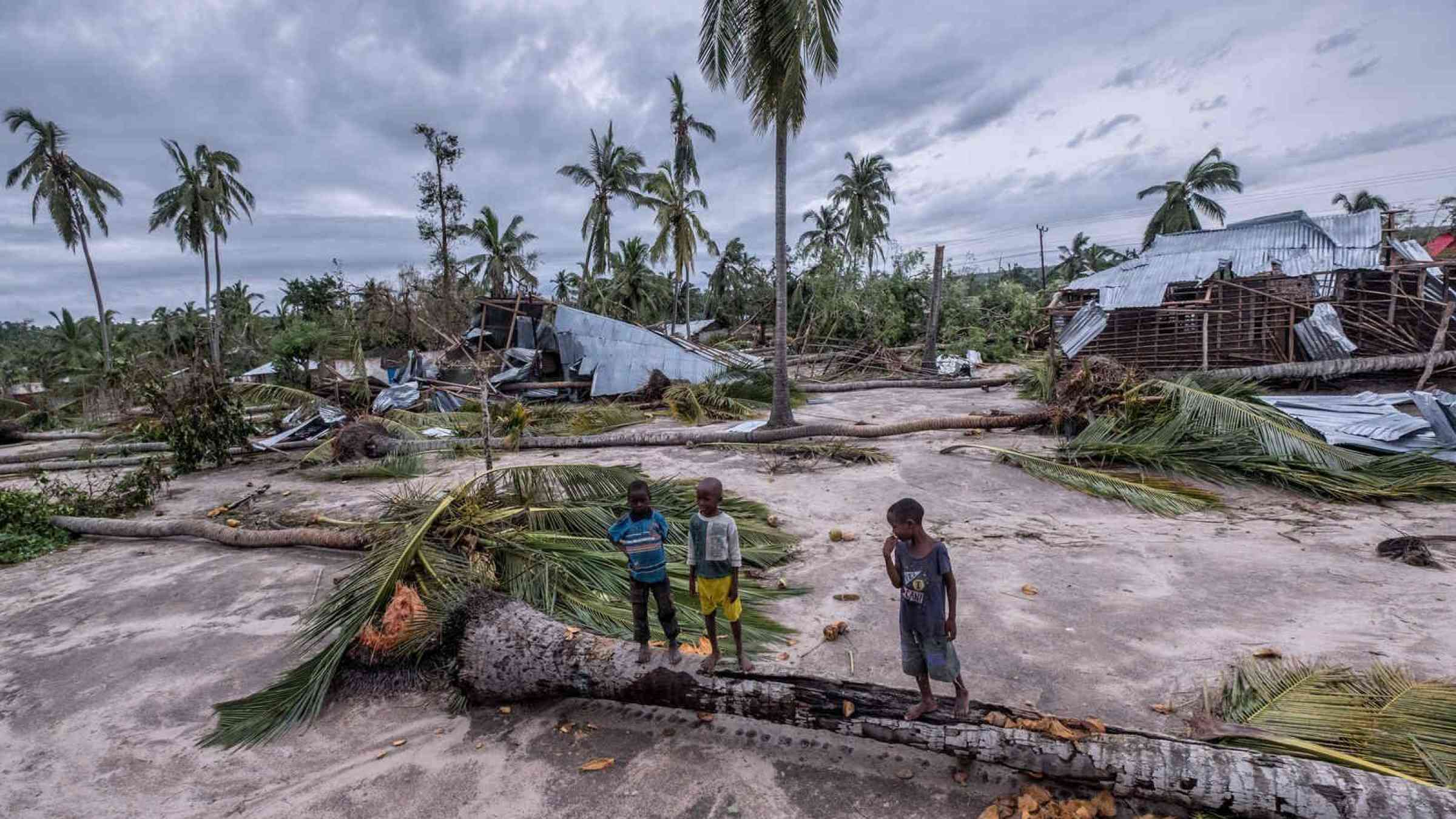 Scene of destruction after the second passage of Cyclone Freddy in Zambézia province, Mozambique