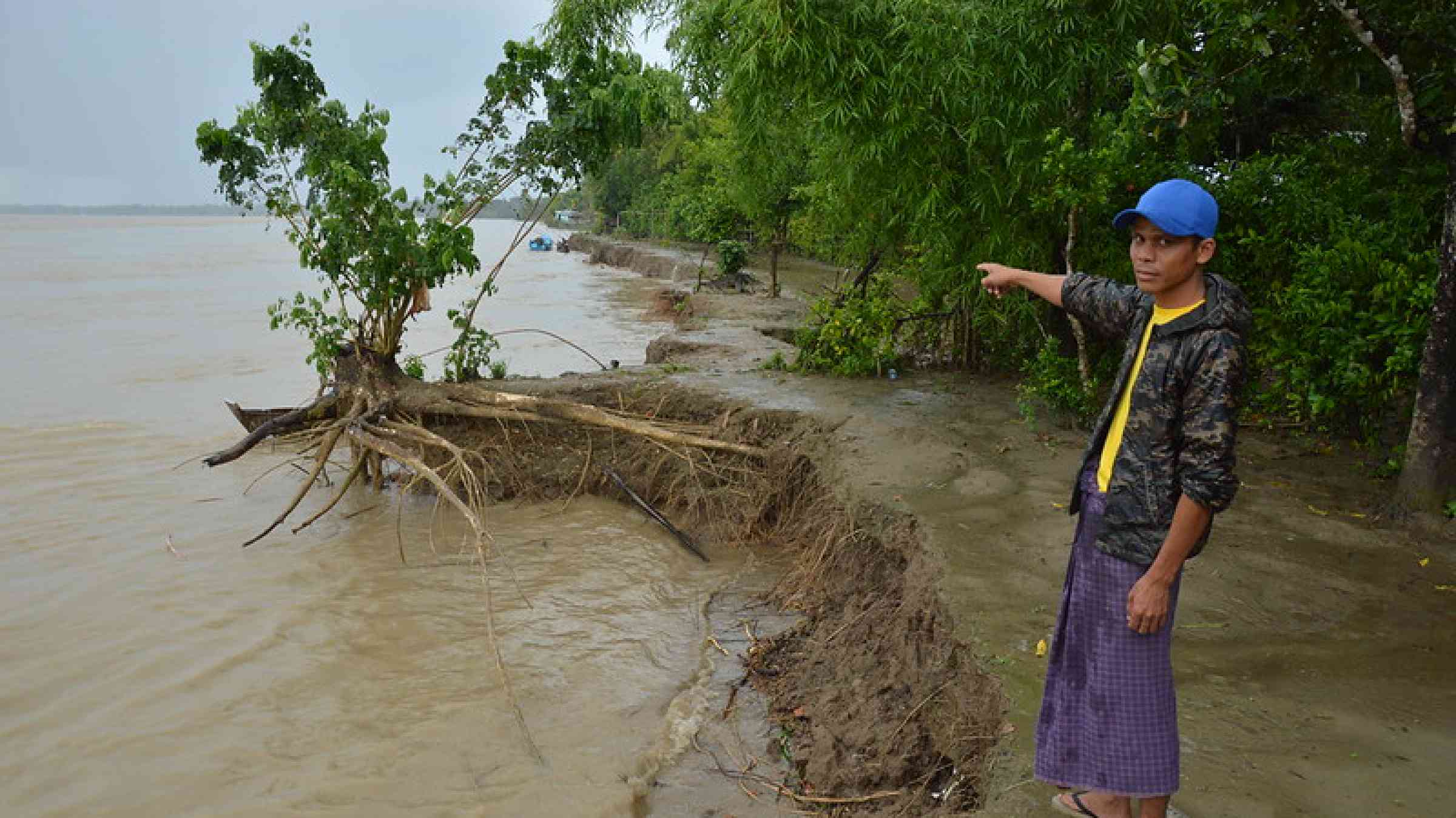 Over flowing river and land slide