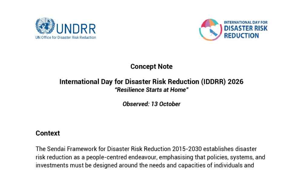 Concept note: International Day for Disaster Risk Reduction (IDDRR) 2026 thumbnail